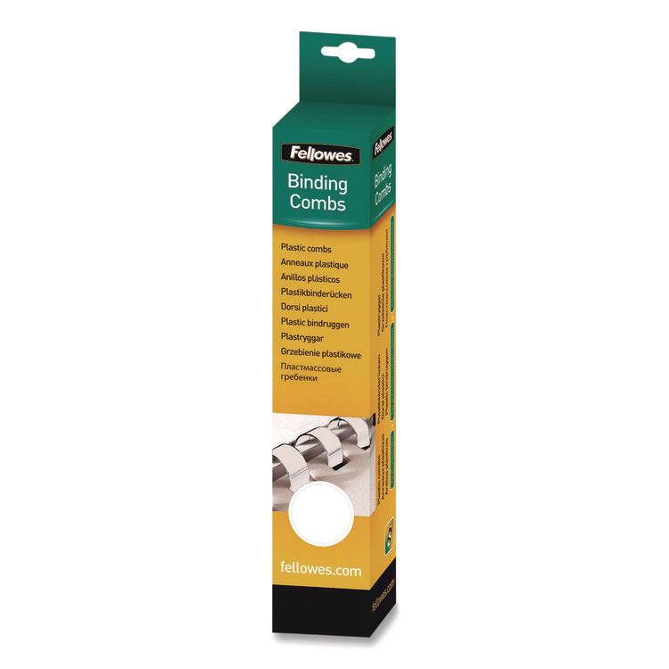 Plastic Comb Bindings, 1/4" Diameter, 20 Sheet Capacity, White, 100/Pack