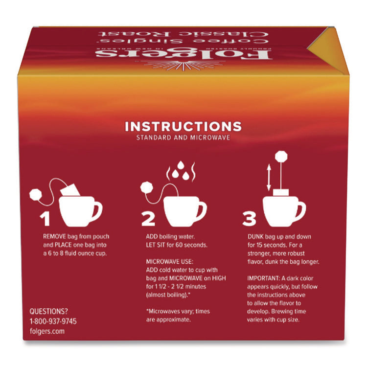 Coffee Singles, Classic Roast, 0.16 oz Single-Serve Bag, 19/Pack