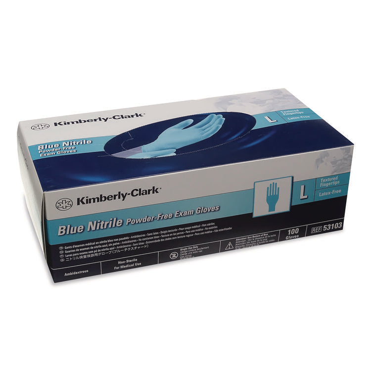 Nitrile Gloves, Powder-Free, Large, 6 mil Thick, 9.5" Long, Blue, 100/Box, 10 Boxes/Carton