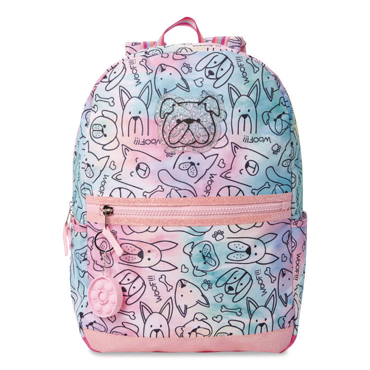 Adorable Dogs Life Backpack, 12" x 5" x 16", Tie-Dye Pink/Blue