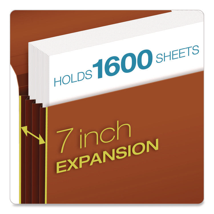 Heavy-Duty Expanding Wallet, 7" Expansion, 1 Section, Elastic Cord Closure, Legal Size, Redrope