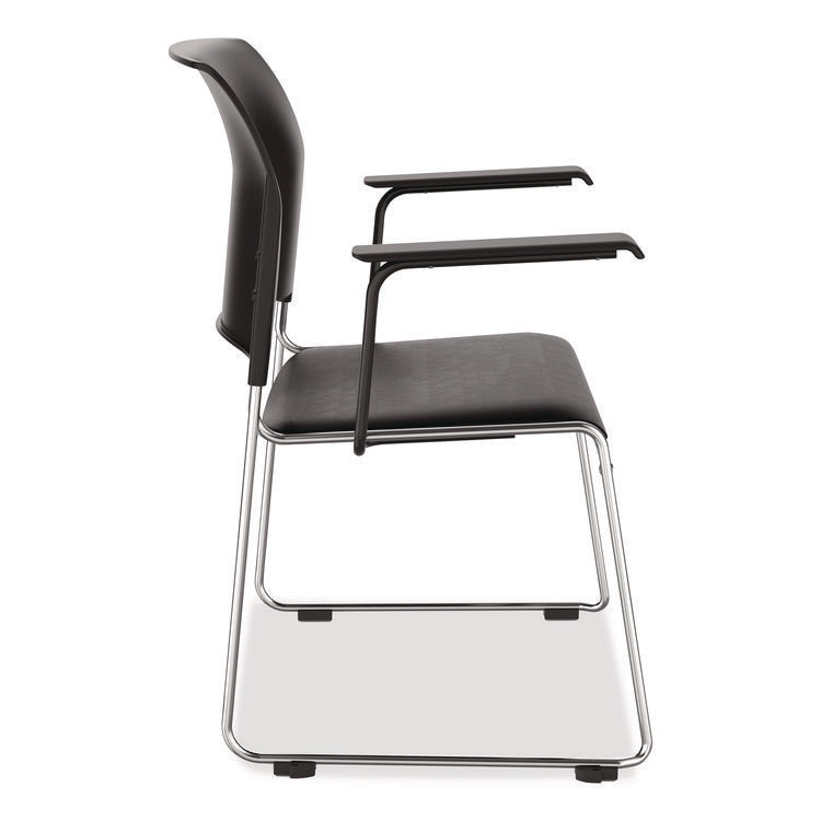 8700 Series Cafetorium Chair With Armrests, Supports Up to 500 lb, 18" Seat Height, Black Seat/Back, Chrome Base, 8/Pack