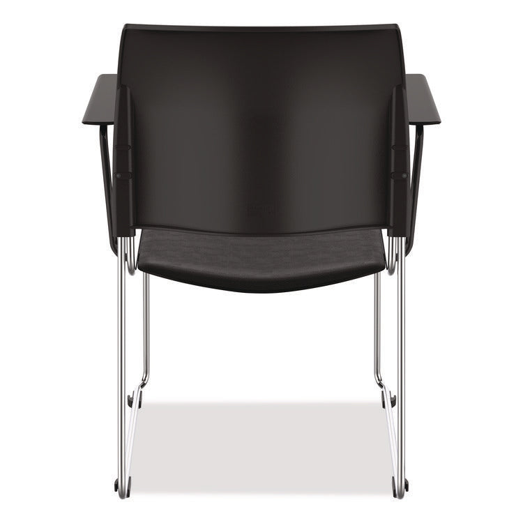 8700 Series Cafetorium Chair With Armrests, Supports Up to 500 lb, 18" Seat Height, Black Seat/Back, Chrome Base, 8/Pack