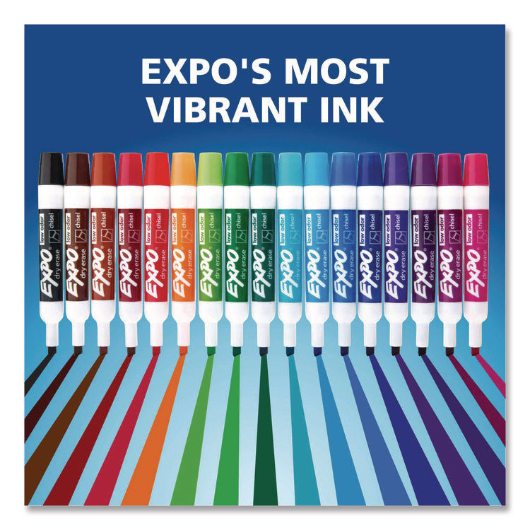 Low Odor Dry Erase Vibrant Color Markers, Broad Chisel Tip, Assorted Colors, 12/set