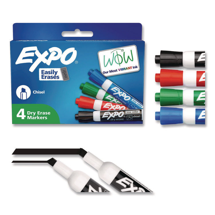 Low-Odor Dry-Erase Marker, Medium Bullet Tip, Assorted Colors, 4/set