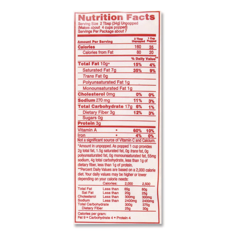 Mega Pop Popcorn, Butter, 8 Oz Bag, 36 Bags/carton