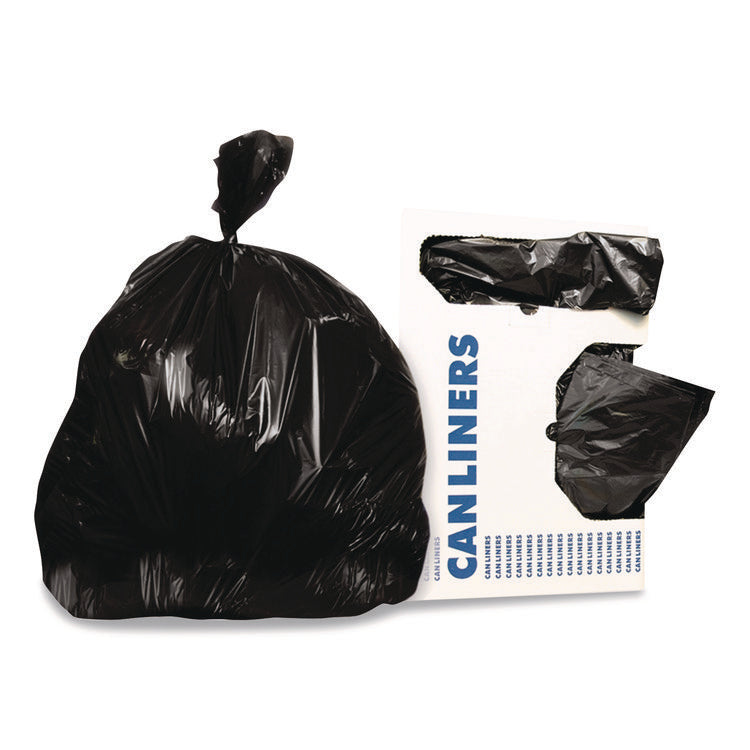 Linear Low-Density Can Liners, 45 gal, 4 mil, 40" x 46", Black, Flat Pack, 50/Carton