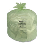 Biotuf Compostable Can Liners, 33 gal, 0.9 mil, 33" x 39", Light Green, 25 Bags/Roll, 8 Rolls/Carton