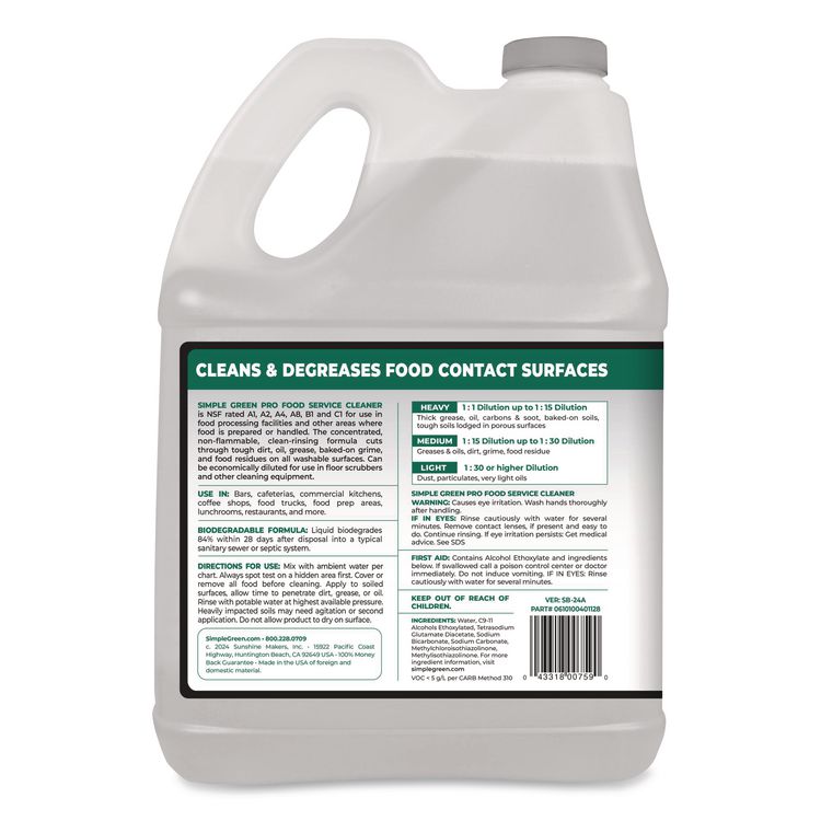 Pro Food Service Cleaner, 1 gal Bottle, 4/Carton