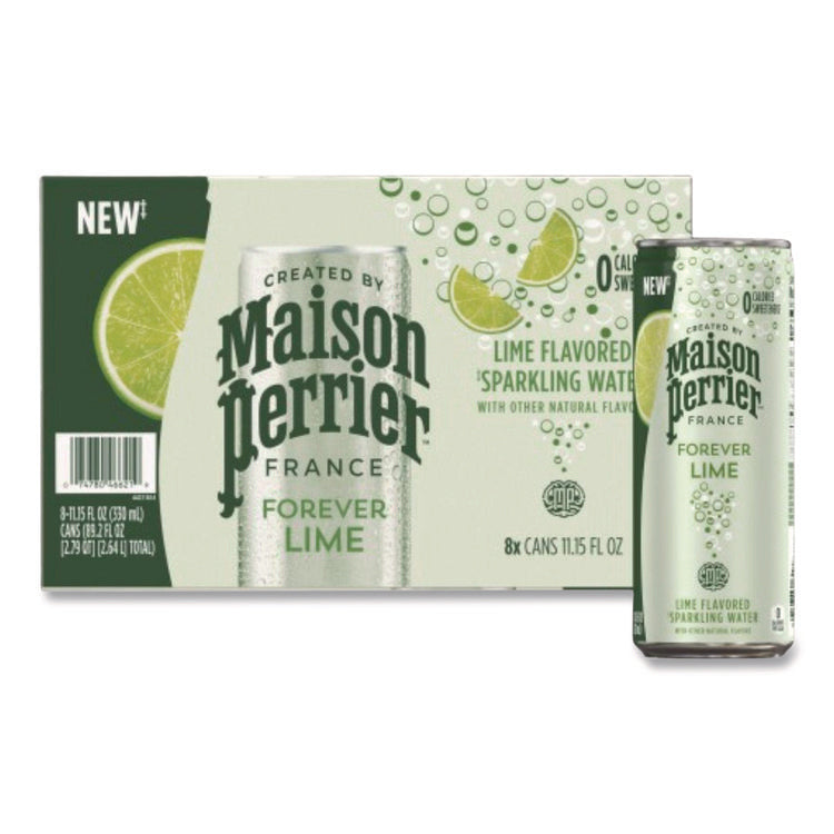 Maison Perrier Sparkling Water,11.15 oz Can, Lime, 8 Cans/Box