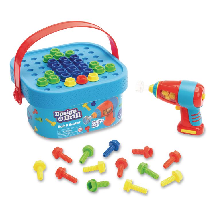 Design and Drill Bolt-It Bucket, Ages 3 to 7, 53 Pieces