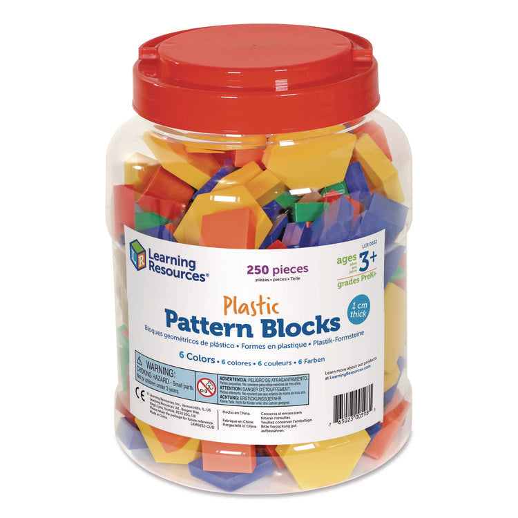 Plastic Pattern Blocks, Grades Pre-K to 2, 250 Pieces