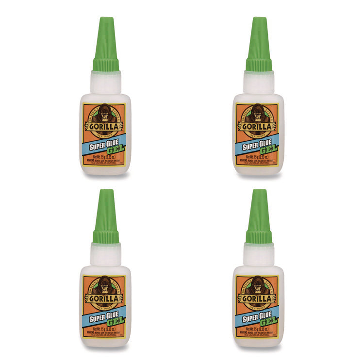 Super Glue Gel, 0.53 Oz, Dries Clear, 4/carton