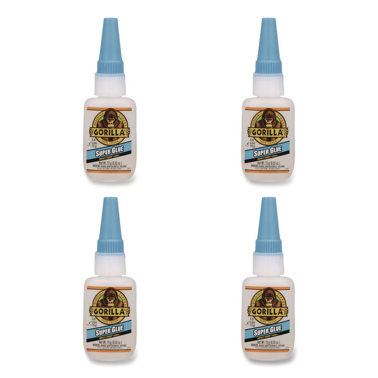 Super Glue, 0.53 Oz, Dries Clear, 4/carton