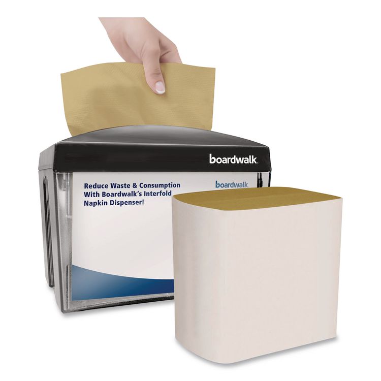 Interfold Napkins, 1-Ply, 8.8 x 6.3, Kraft, 500/Pack, 12 Packs/Carton