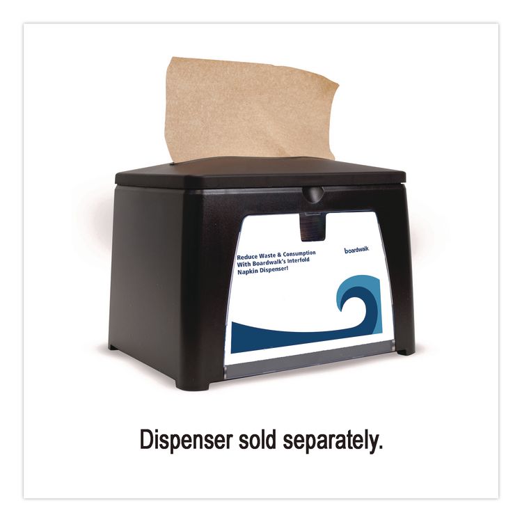 Interfold Napkins, 1-Ply, 8.8 x 6.3, Kraft, 500/Pack, 12 Packs/Carton