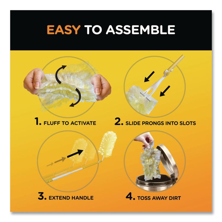 Heavy Duty Dusters Starter Kit, 6" Handle With Two Disposable Dusters, 4 Kits/carton