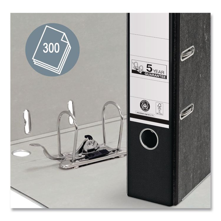 European Premium A4 Lever-Arch Two-Ring Binder, 2" Capacity, 11.7 X 8.27, Black Marble