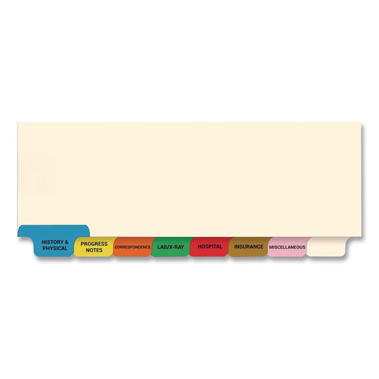 Top Tab Medical Chart Indexes, 8-Tab, Assorted Medical, 11 x 8.5, Manila, 50/Box