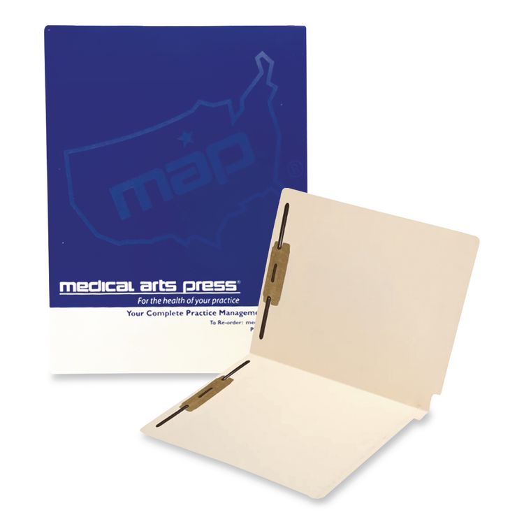 End Tab Fastener Folders, 0.75" Expansion, 2 Fasteners, Letter Size, Manila Exterior, 250/Box