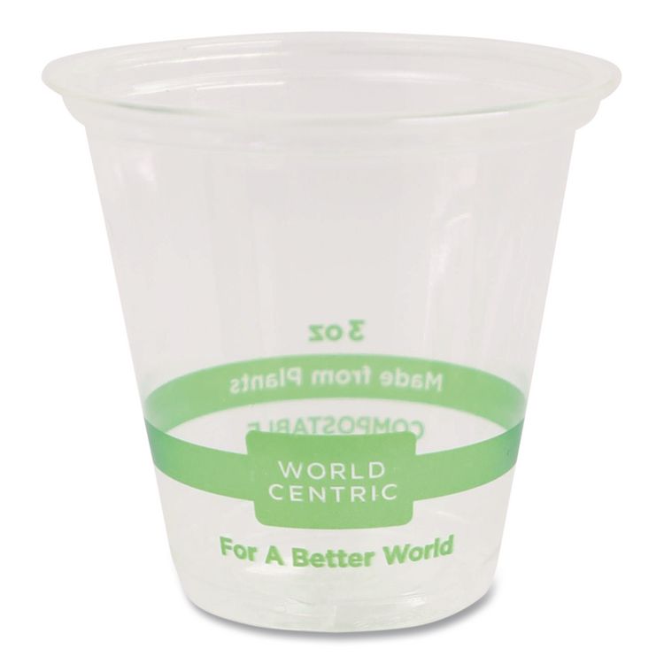 PLA Clear Cold Cups, 3 oz, Plastic, Clear, 2,500/Carton