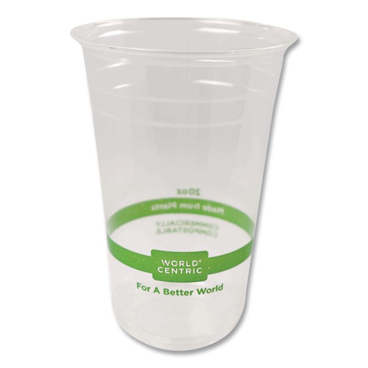 PLA Clear Cold Cups, 20 oz, Plastic, Clear, 1,000/Carton