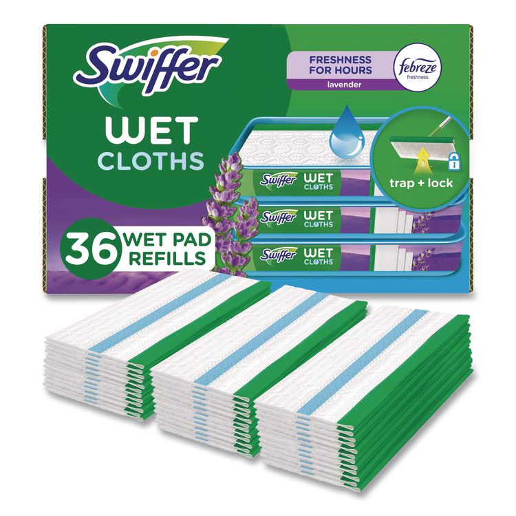 Wet Refill Cloths, 10 x 8, Lavender Vanilla and Comfort, White, 36/Carton