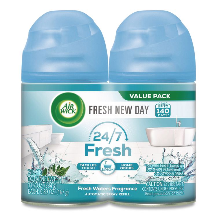 Freshmatic Ultra Automatic Spray Refill, Fresh Waters, 5.89 Oz Aerosol Spray, 2/pack