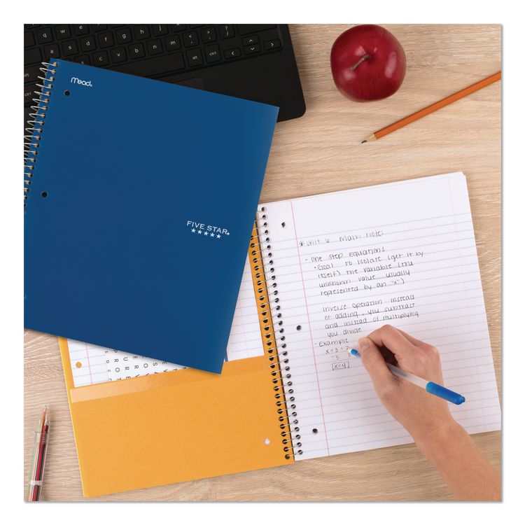 Wirebound Notebook, 5-Subject, Medium/College Rule, Randomly Assorted Cover Color, (200) 11 x 8.5 Sheets