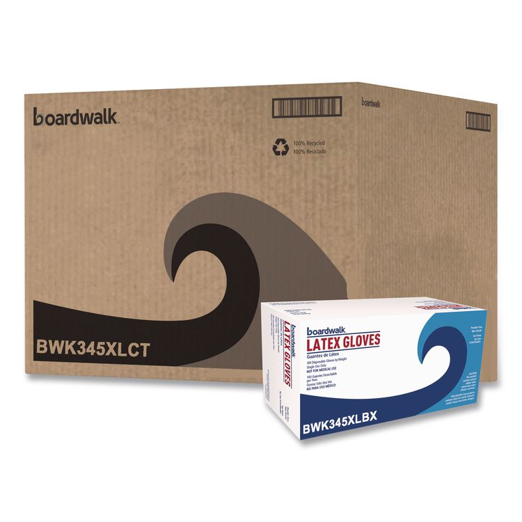 General-Purpose Latex Gloves, Powder-Free, X-Large, 4.4 mil Thick, 9.5" Long, Natural, 100/Box, 10 Boxes/Carton