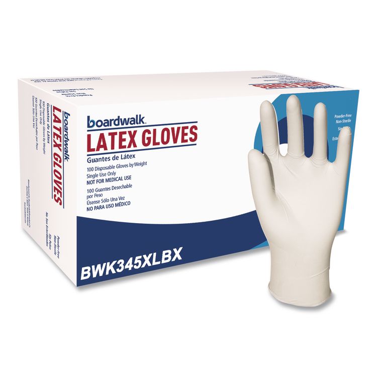 General-Purpose Latex Gloves, Powder-Free, X-Large, 4.4 mil Thick, 9.5" Long, Natural, 100/Box, 10 Boxes/Carton
