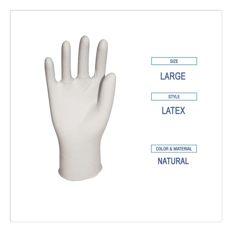 General-Purpose Latex Gloves, Powder-Free, Large, 4.4 mil Thick, 9.5" Long, Natural, 100/Box, 10 Boxes/Carton