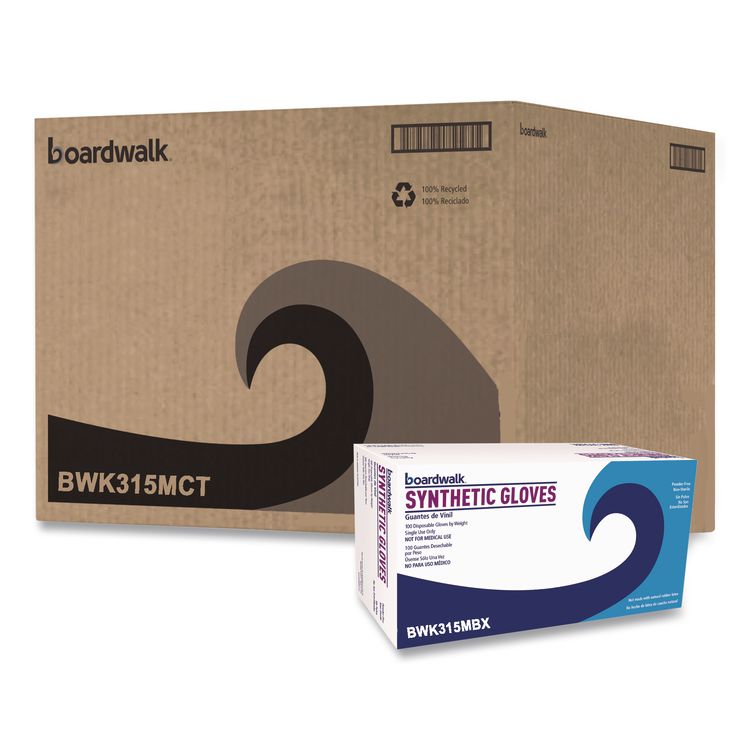 Powder-Free Synthetic Vinyl Gloves, Medium, 4 mil Thick, 9.5" Long, Cream, 100/Box, 10 Boxes/Carton