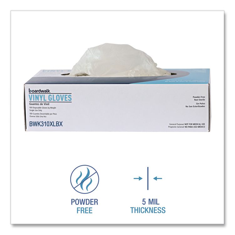 Powder-Free Synthetic Examination Vinyl Gloves, X-Large, 5 mil Thick, 9.5" Long, Cream, 100/Box, 10 Boxes/Carton