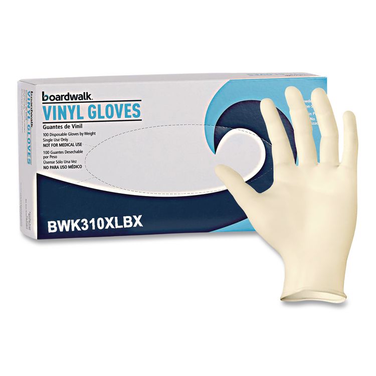 Powder-Free Synthetic Examination Vinyl Gloves, X-Large, 5 mil Thick, 9.5" Long, Cream, 100/Box, 10 Boxes/Carton