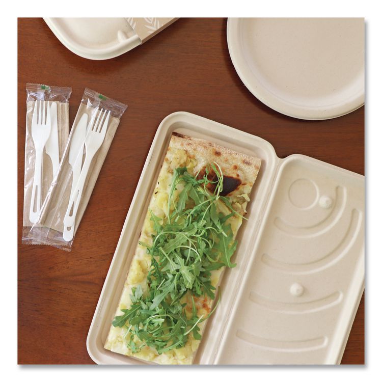 Fiber Hinged Containers, 13.7 x 6.6 x 1.3, Natural, Paper, 200/Carton