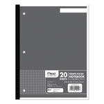 Graph Paper Tablet, 3-Hole, 8.5 X 11, Quadrille: 4 Sq/in, 20 Sheets/pad, 12 Pads/pack