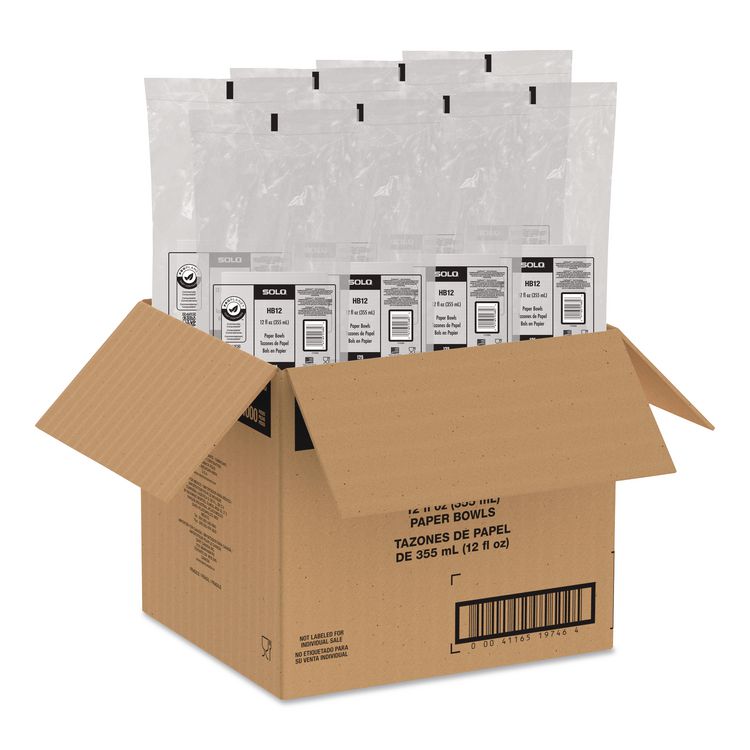 Compostable Paper Dinnerware, ProPlanet Seal, Bowl, 12 oz, White, 1,000/Carton