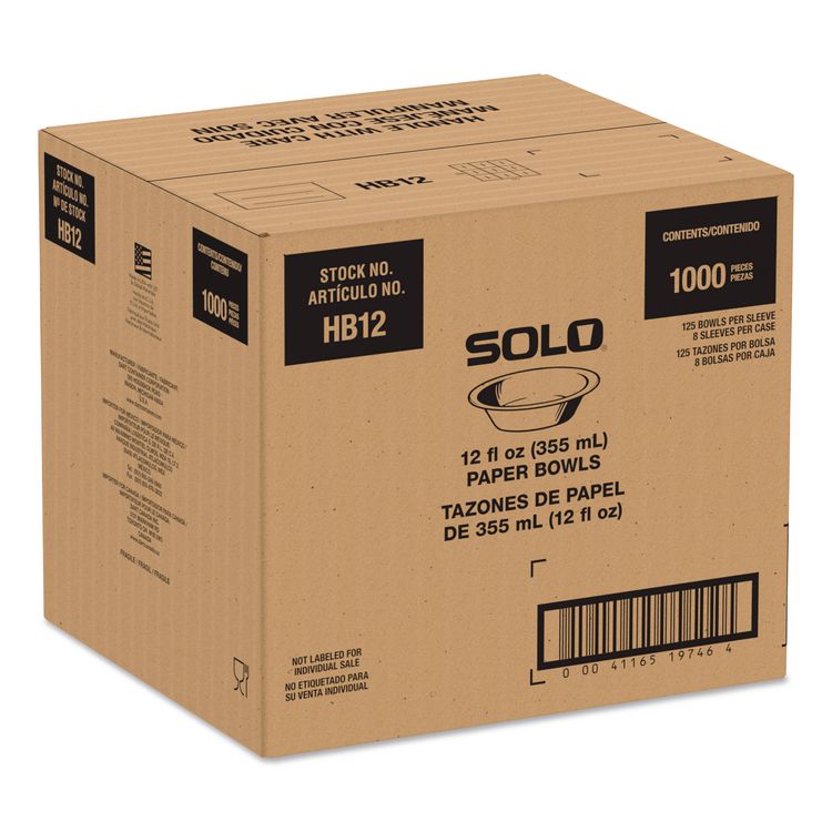 Compostable Paper Dinnerware, ProPlanet Seal, Bowl, 12 oz, White, 1,000/Carton