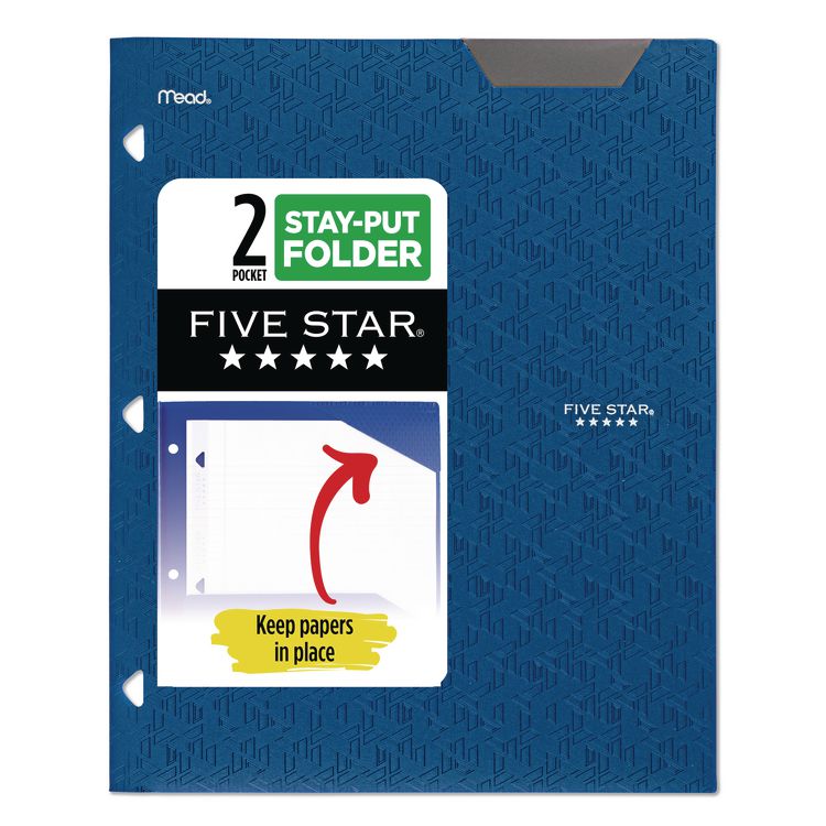 Two-Pocket Stay-Put Plastic Folder, 11 x 8.5, Assorted, 4/Pack