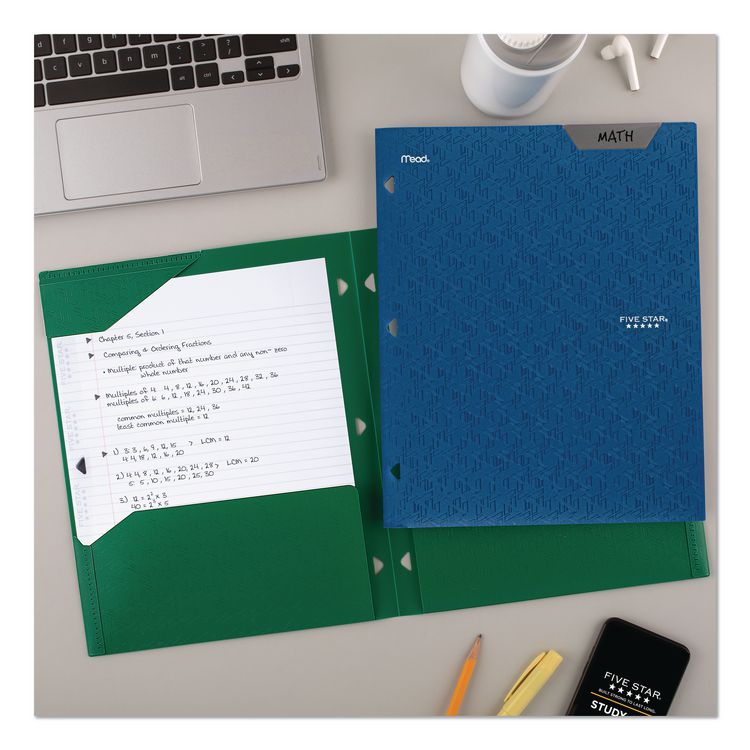 Two-Pocket Stay-Put Plastic Folder, 11 x 8.5, Assorted, 4/Pack