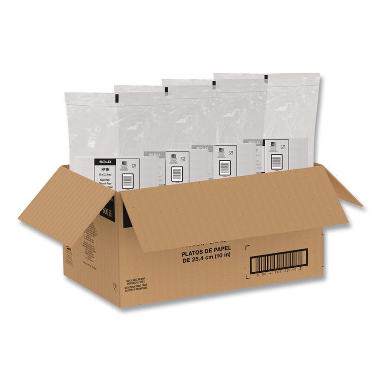 Compostable Paper Dinnerware, ProPlanet Seal, Plate, 10" dia, White, 500/Carton
