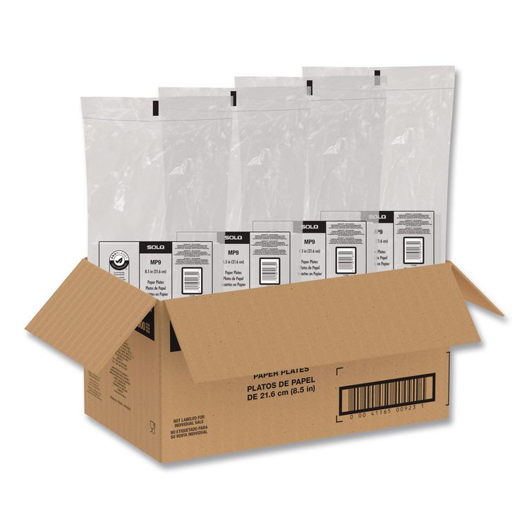 Compostable Paper Dinnerware, ProPlanet Seal, Plates, 8.5" dia, White, 500/Carton