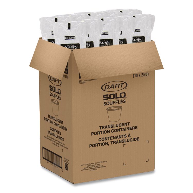 Portion Containers, 2.5 oz, Plastic, Translucent, 2,500/Carton