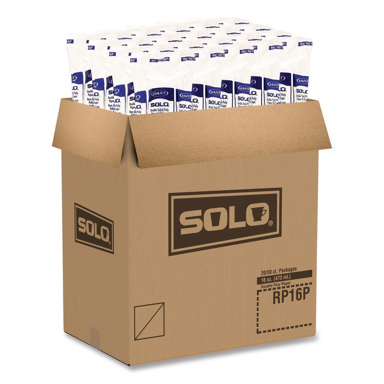 Double Sided Poly (DSP) Paper Cold Cups, 16 oz, White, 50 Cups/Sleeve, 20 Sleeves/Carton