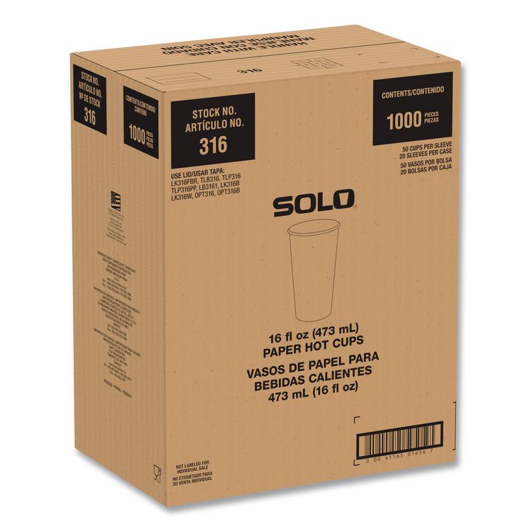 Recycled Content PCF Paper Hot Cups, ProPlanet Seal, 16 oz, White/Blue, 1,000/Carton