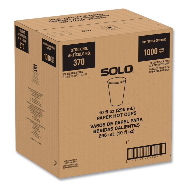 Recycled Content PCF Paper Hot Cups, ProPlanet Seal, 10 oz, White/Blue, 1,000/Carton