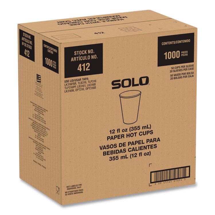 Recycled Content PCF Paper Hot Cups, ProPlanet Seal, 12 oz, White/Blue, 1,000/Carton