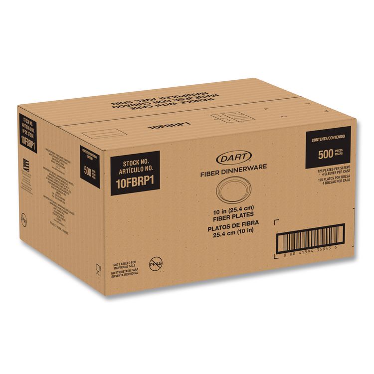 Compostable Molded Fiber Dinnerware, ProPlanet Seal, Plate, 10.2" dia, Natural, 500/Carton
