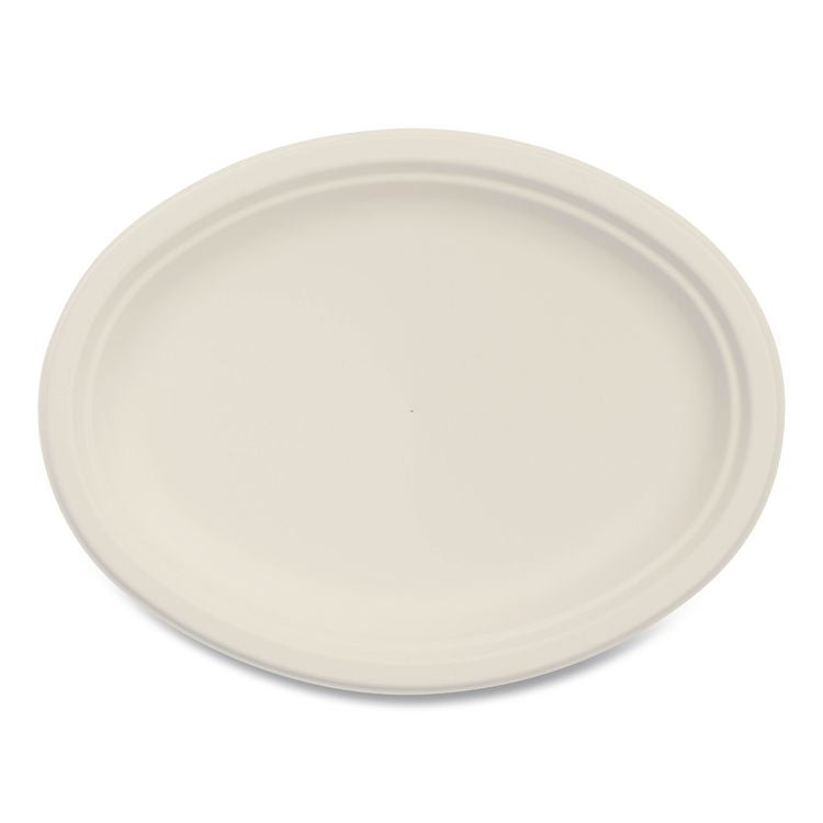 Compostable Molded Fiber Dinnerware, Platter, 10" Diameter, Natural, 500/Carton